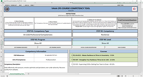 Screenshot of the VAAA CPS Course Competency Tool